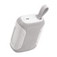 Enceinte blanche vue de l’arrière avec port USB-C et boucle de transport en tissu tressé