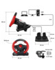 Schéma des dimensions et branchements du kit volant pédalier Race Wheel Pro USB pour PC