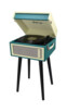 Platine vinyle rétro bluetooth Cottage Bleu Canard avec 4 pieds amovibles