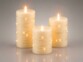 3 bougies LED télécommandées en cire avec guirlande lumineuse - coloris or
