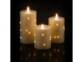 3 bougies LED télécommandées en cire avec guirlande lumineuse - coloris or