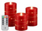 3 bougies LED télécommandées en cire avec guirlande lumineuse - coloris rouge