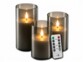 3 bougies LED télécommandées en verre avec intensité variable - coloris gris