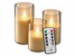 3 bougies LED télécommandées en verre avec intensité variable - coloris or