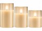 3 bougies LED télécommandées en verre avec intensité variable - coloris or