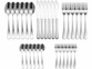 30 couverts de table en acier inoxydable brillant vus de face