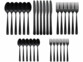 30 couverts de table pour 6 personnes en acier inoxydable noir mat
