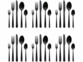 30 couverts de table pour 6 personnes en acier inoxydable noir mat