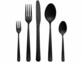 couverts de table en acier inoxydable noir mat vus de face