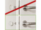 protection murale pour poignée de porte Ø 50 mm mise en situation derrière une porte : avec et sans
