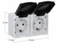 Double prise électrique étanche en saillie avec dimensions en mm