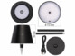 Lampe de table rechargeable avec LED RVBB démontée avec dimensions en mm