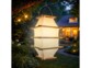 Lanterne de jardin solaire en bois et tissu