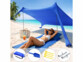 Tente de plage mise en situation avec femme sur une plage