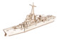 Maquette 3D en bois d'un navire de guerre vue de trois-quarts Playtastic