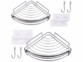 2 tablettes d'angle de douche avec 4 crochets