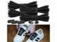 4 paires de lacets élastiques sans noeuds et mise en situation sur une paire de basket