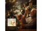 Lanterne de Noël avec Père Noël et flocons scintillants