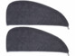 2 serviettes turbans grises en microfibres pour cheveux dépliées vues de dessus