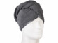 serviette turban en microfibres pour cheveux sur une tête de mannequin vue de face