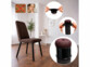 Chaise brune sur parquet avec embouts noirs installés, femme et mains dans encarts de démonstration