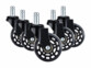 5 roulettes simples Ø 63 mm pour chaise de bureau