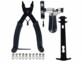 Kit de réparation pour chaîne de vélo avec attaches rapides, pince et dérive chaîne vus de face