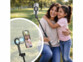 Perche à selfie et trépied masafe pour smartphone mis en situation avec une femme et sa fille