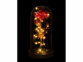 Fleur translucide rouge sous cloche avec guirlande LED