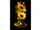 Tournesol artificiel sous cloche avec guirlande LED