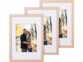3 cadres photo A4 en bois et verre acrylique - aspect chêne clair