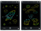 Deux tablettes LCD avec fusée et arc-en-ciel colorés en traits néon