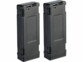 Deux batteries rechargeables noires rectangulaires avec port USB-C et clips de verrouillage