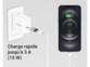 Charge rapide d'un téléphone par chargeur secteur et adaptateur USB-A vers USB-C