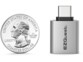 Comparaison de la taille d'une pièce de monnaie de 25 cents USA à coté de l'adaptateur USB compact