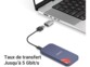 Transfert de données 5 Gb/s d'un disque dur externe branché par USB à un PC portable via l'adaptateur EZQuest