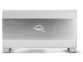 Vue côté gauche de la station d'accueil pour HDD et SSD 3,5" sur pieds de support coloris blanc/gris OWC