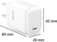 Dimensions de longueur, largeur et hauteur 80 x 42 x 30 annotées autour du chargeur