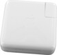 Chargeur secteur USB-C 96 W version US vue du dessus sur sa face avec logo apple et prise américaine amovible 