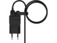 Chargeur secteur USB-A avec attache-câble intégré et câble de chargement USB branché et ordonné