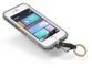 Branchement du connecteur Lightning de la clé USB double avec anneau au port Lightning d'un iPhone allumé avec coque de protection
