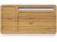 Tablette en bois de bambou avec trois compartiments et logo MacWay