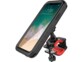 Support téléphone coloris noir et rouge pour guidon de vélo, moto, motoneige, jet ski, VTT, quad, etc.