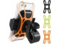 Vue arrière de biais sur le support pour vélo avec pince de serrage pour guidon et toile élastique couleur orange maintenant un téléphone portable en place