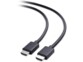 Vue rapprochée du dessus côté gauche des connecteurs mâles HDMI du câble coloris noir