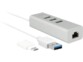 Hub 3 ports USB 3.0 USB-A avec adaptateur USB-C + réseau Gigabit 