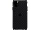 Face arrière d'un iPhone 11 Pro Max coloris noir avec étui de protection antichoc renforcé coloris noir fumé avec motifs de croix translucide