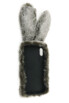Coque souple coloris noir avec oreilles de lapin en fourrure synthétique
