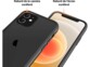 Vues rapprochées de l'avant et de l'arrière d'un smartphone Apple coloris noir avec étui bicolore aux bords surélevés au niveau de la caméra et de l'écran