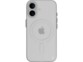 iPhone 16 gris avec étui mat transparent à anneau magnétique compatible MagSafe